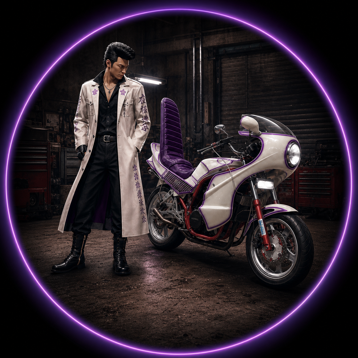 特攻服の人物と旧車バイクのコール公式画像